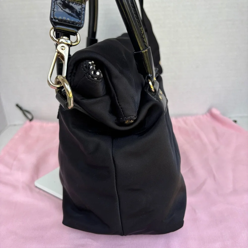 Kate Spade New York Black Nylon Carmen Leather Trim Shoulder Bag Crossbody Purse